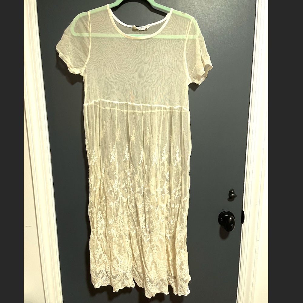 Audrey 3 + 1 Cream Transparent Dress / Coverup